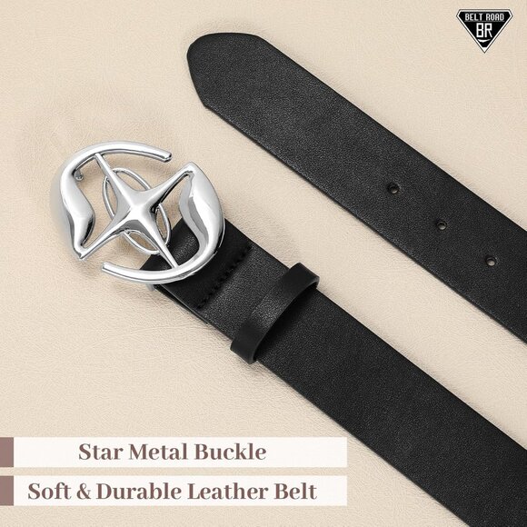 Women's Buckle Cowgirl Belts Bling Faux Leather Belt With Cross and Diamond - Picture 4 of 5